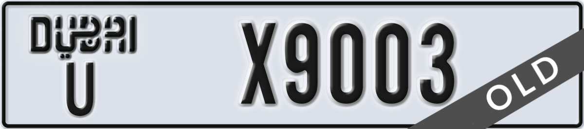 dubai License Plate Number X9003 Code U