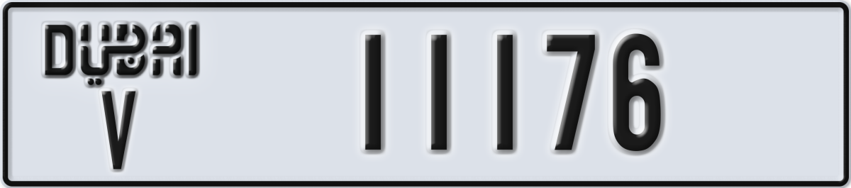 dubai License Plate Number 11176 Code V