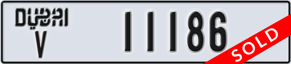 dubai License Plate Number 11186 Code V