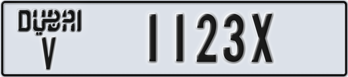 dubai License Plate Number 1123X Code V