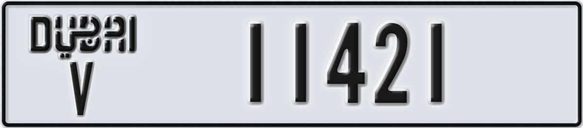 dubai License Plate Number 11421 Code V