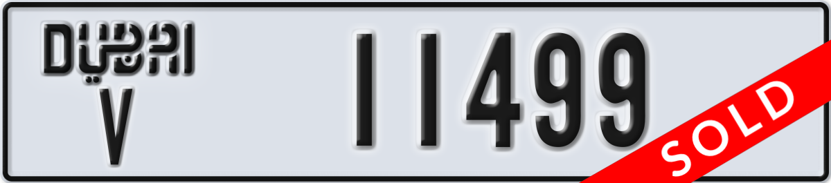 dubai License Plate Number 11499 Code V