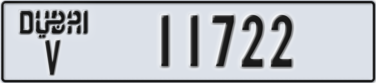 dubai License Plate Number 11722 Code V