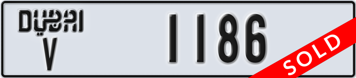dubai License Plate Number 1186 Code V