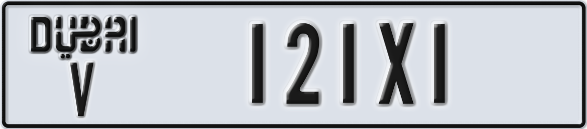 dubai License Plate Number 121X1 Code V