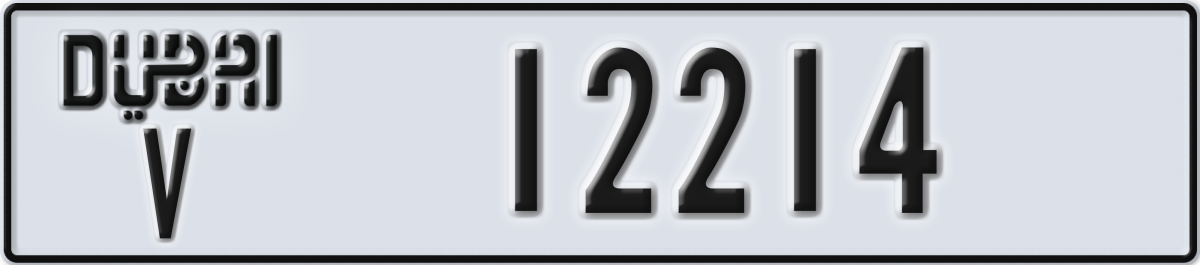 dubai License Plate Number 12214 Code V