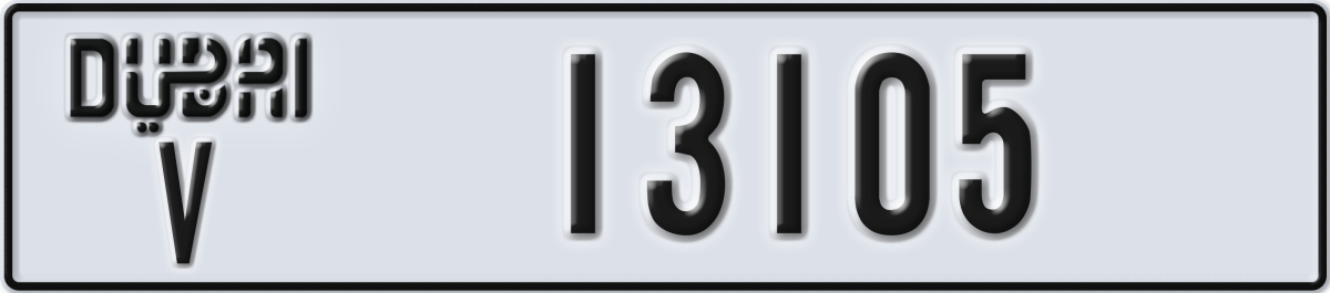 dubai License Plate Number 13105 Code V