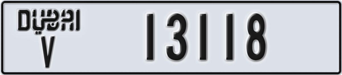 dubai License Plate Number 13118 Code V