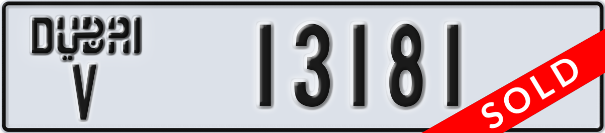 dubai License Plate Number 13181 Code V