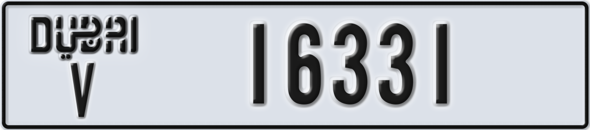 dubai License Plate Number 16331 Code V