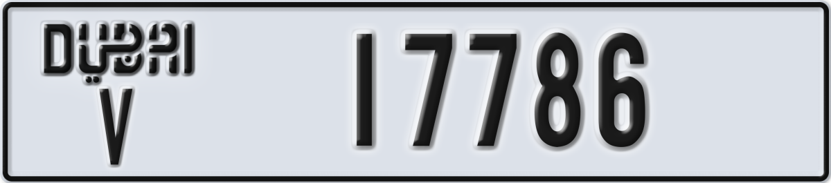 dubai License Plate Number 17786 Code V