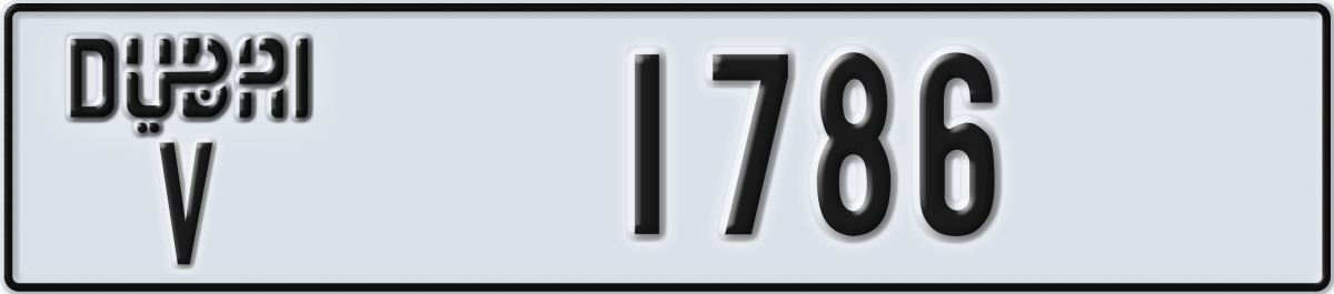 dubai License Plate Number 1786 Code V