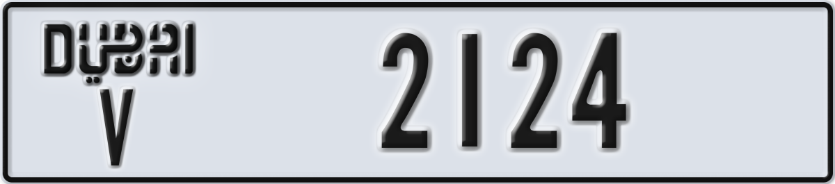 dubai License Plate Number 2124 Code V