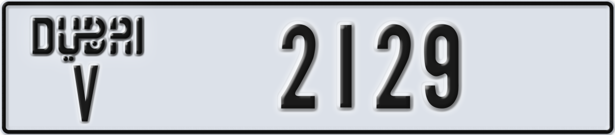 dubai License Plate Number 2129 Code V