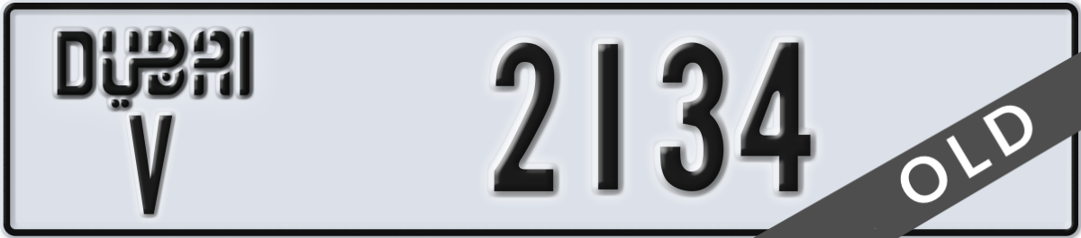 dubai License Plate Number 2134 Code V