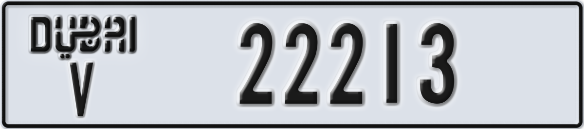 dubai License Plate Number 22213 Code V