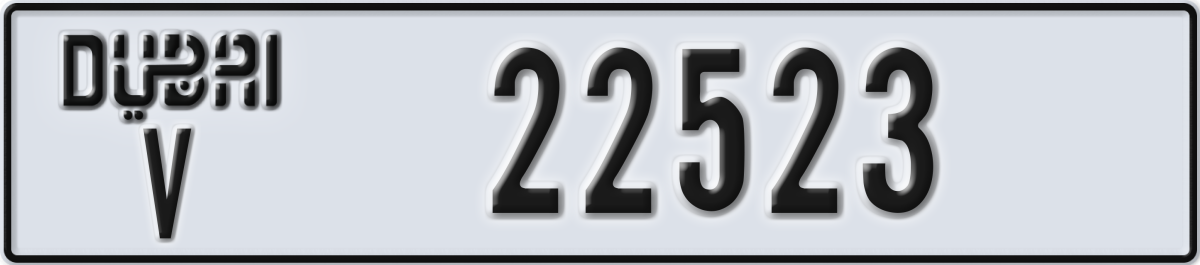 dubai License Plate Number 22523 Code V