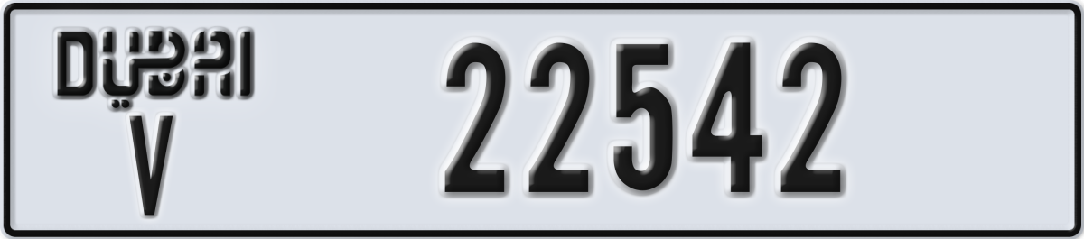 dubai License Plate Number 22542 Code V