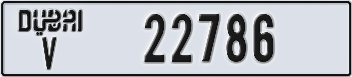 dubai License Plate Number 22786 Code V