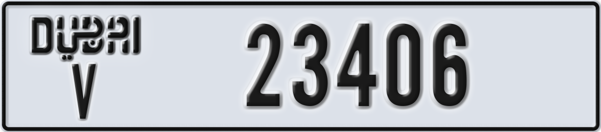 dubai License Plate Number 23406 Code V