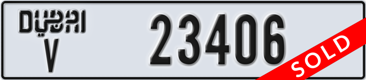 dubai License Plate Number 23406 Code V