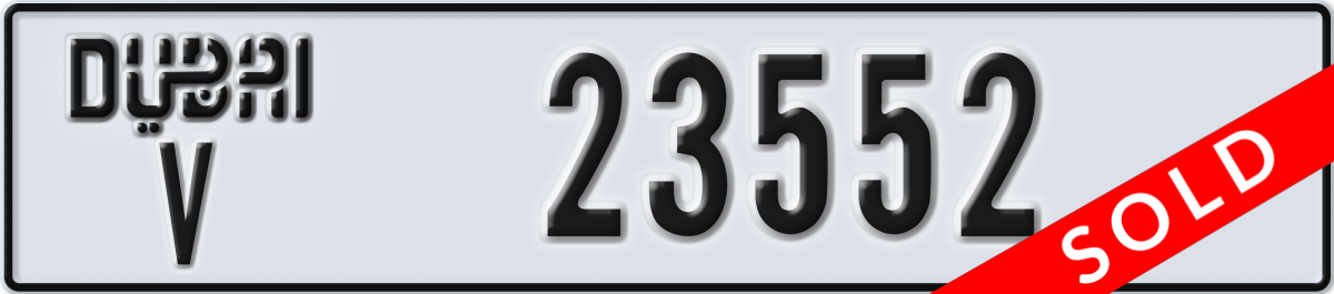 dubai License Plate Number 23552 Code V