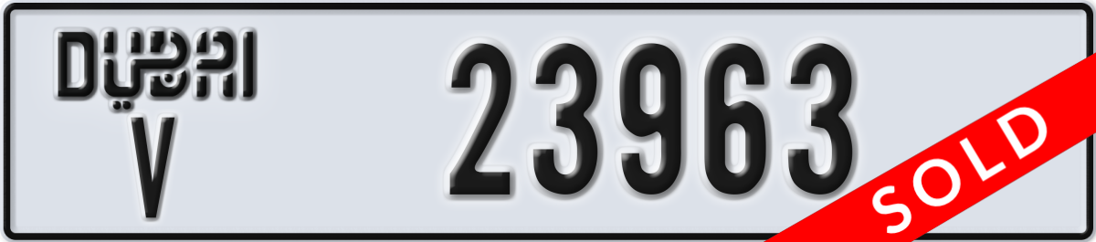 dubai License Plate Number 23963 Code V
