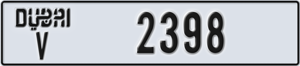 dubai License Plate Number 2398 Code V