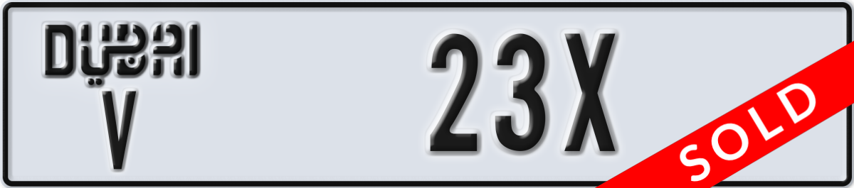 dubai License Plate Number 23X Code V
