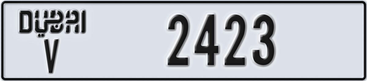 dubai License Plate Number 2423 Code V