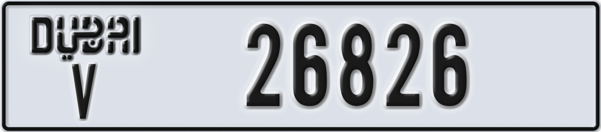 dubai License Plate Number 26826 Code V