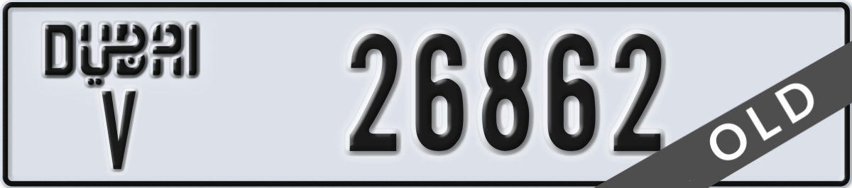 dubai License Plate Number 26862 Code V