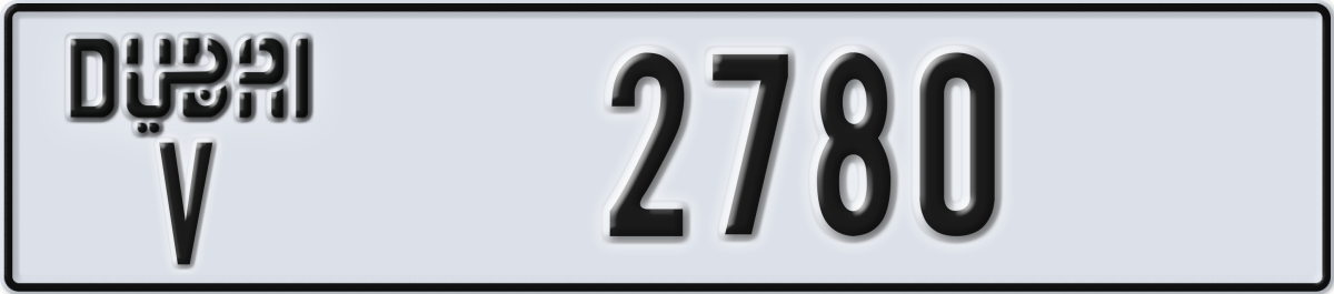 dubai License Plate Number 2780 Code V