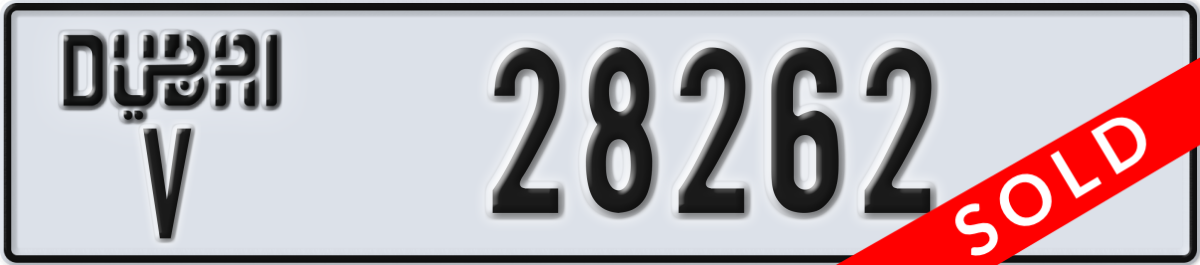 dubai License Plate Number 28262 Code V