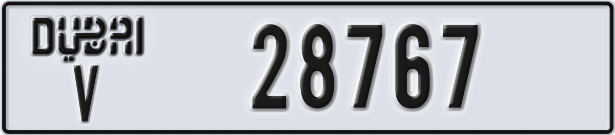 dubai License Plate Number 28767 Code V