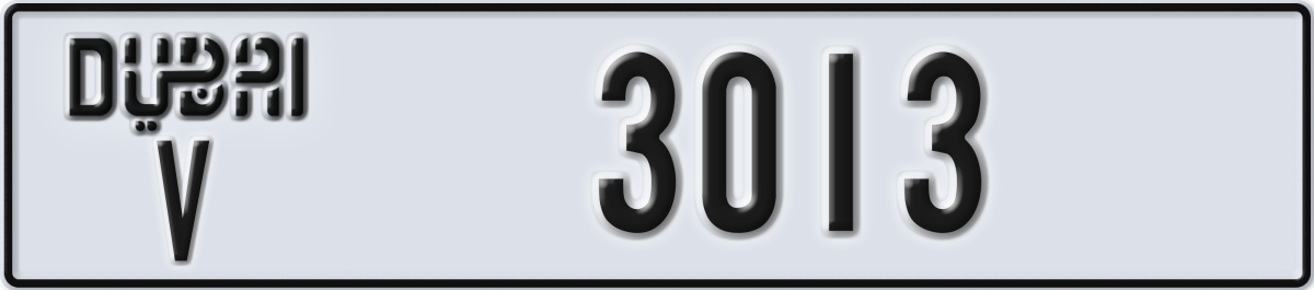 dubai License Plate Number 3013 Code V