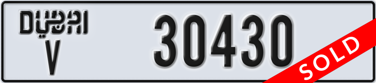 dubai License Plate Number 30430 Code V