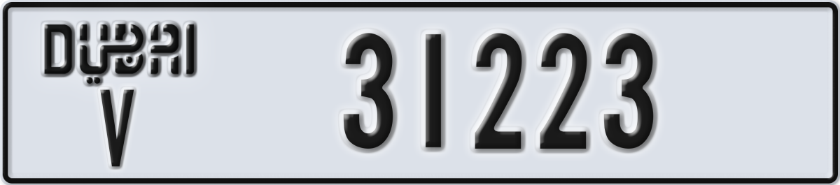 dubai License Plate Number 31223 Code V