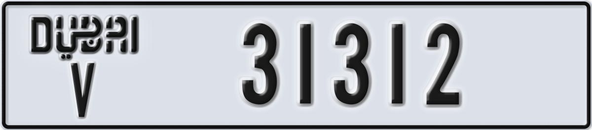 dubai License Plate Number 31312 Code V
