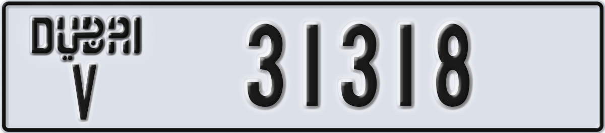 dubai License Plate Number 31318 Code V