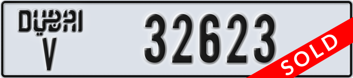 dubai License Plate Number 32623 Code V