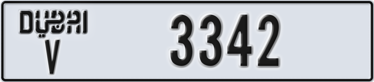 dubai License Plate Number 3342 Code V