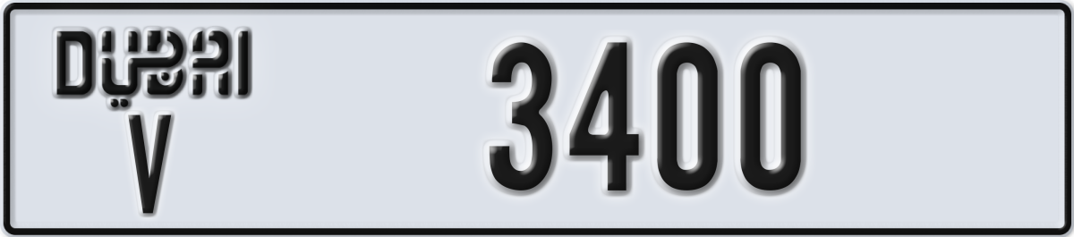 dubai License Plate Number 3400 Code V