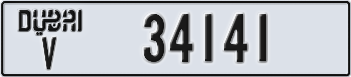 dubai License Plate Number 34141 Code V