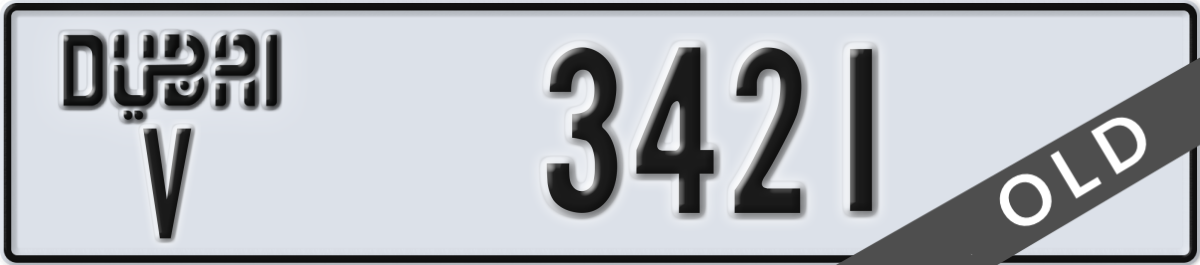dubai License Plate Number 3421 Code V