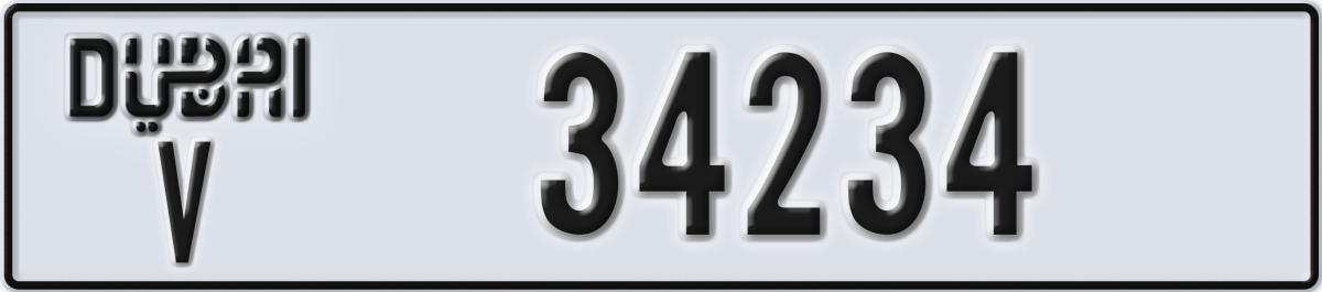 dubai License Plate Number 34234 Code V