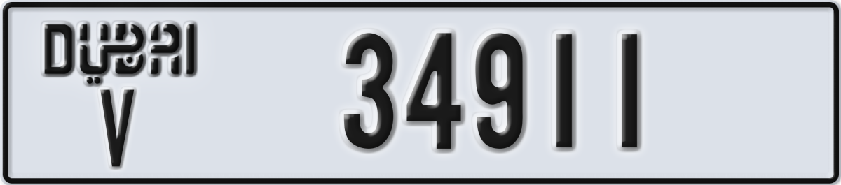 dubai License Plate Number 34911 Code V