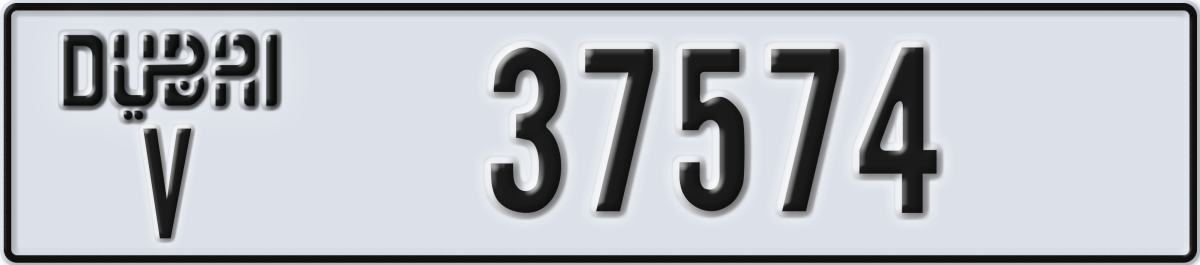 dubai License Plate Number 37574 Code V