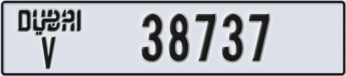 dubai License Plate Number 38737 Code V