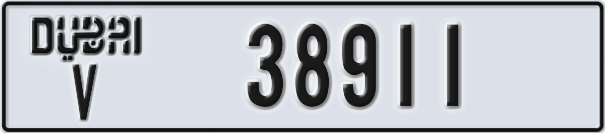 dubai License Plate Number 38911 Code V
